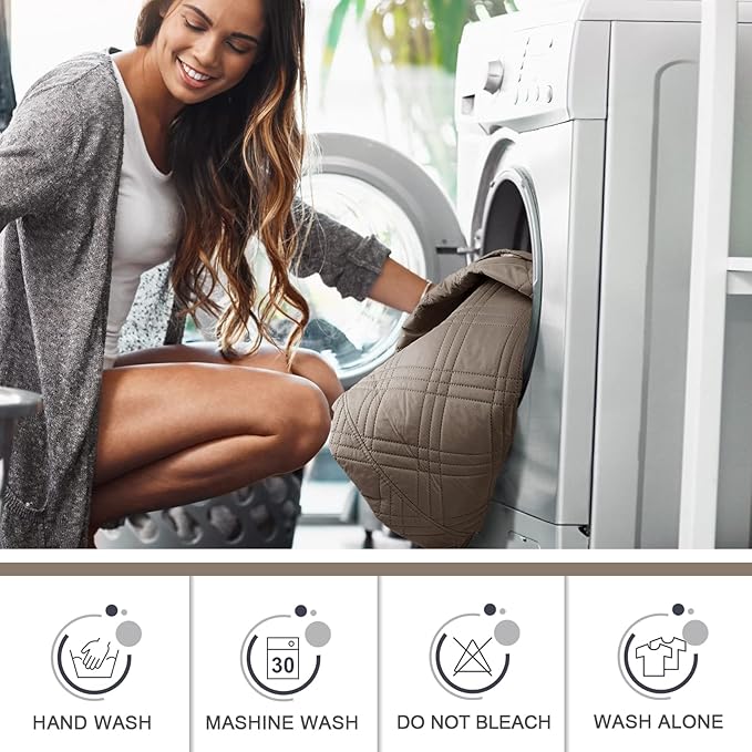 TAOCOCO 100% Waterproof Recliner Sofa Cover, Non Slip Split Couch Covers for Reclining Couches with Elastic Straps, Washable Reclining Sofa Cover Furniture Protector for Kids Pets(3 Seater, Taupe)