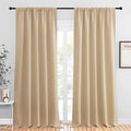 NICETOWN Room Darkening Curtains for Bedroom - Home Decoration Privacy Protection Thermal Insulated Solid Drapes/Draperies for Sliding Glass Door (Biscotti Beige, Set of 2, 52 x 95 inches)