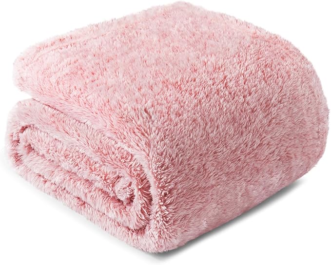 Exclusivo Mezcla Plush Fuzzy Fleece Throw Blanket Extra Large, Super Soft, Fluffy and Warm Blankets for Couch, Bed, All Season (Mixed Dusty Pink, 50x70 inches)