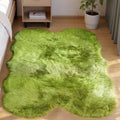 Goolela Fluffy Sheepskin Green Rugs 4x6 for Bedroom Shag Soft Faux Fur Rug Furry Bedside Rug Shaggy Fuzzy Carpet Playroom Washable Sheepskin