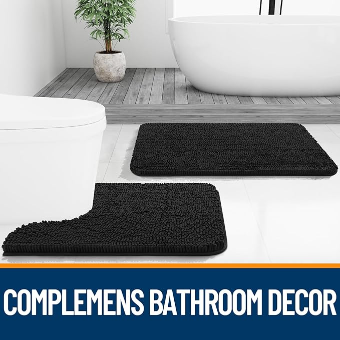 OLANLY Bathroom Rugs 47x32, Extra Soft Absorbent Chenille Bath Rugs, Rubber - Image 7
