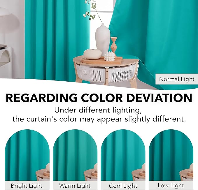 Deconovo Blackout Curtains, Thermal Insulated, W52 x L45 2 Panels, Back Tab, Machine Washable, Room-Darkening Drapes for Bedroom/Living Room Turquoise