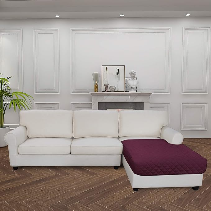 Easy-Going Sectional Couch Covers for Dogs L Shape Sofa Cover Reversible Sofa Slipcover Chaise Lounge Cover Furniture Protector Cover for Pets Dog Cat (42 x 68 inches, Wine/Wine)