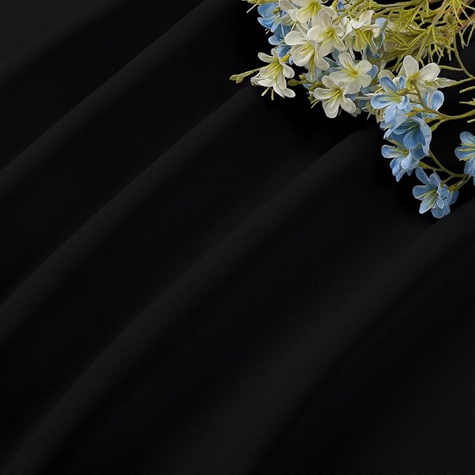 CUCRAF Black Blackout Curtains 54 inch Length 2 Panels Set, Rod Pocket Room Darkening Drapes for Bedroom Living Room, Insulated Thermal Light Blocking Window Curtain (W52 x L54 Inch)