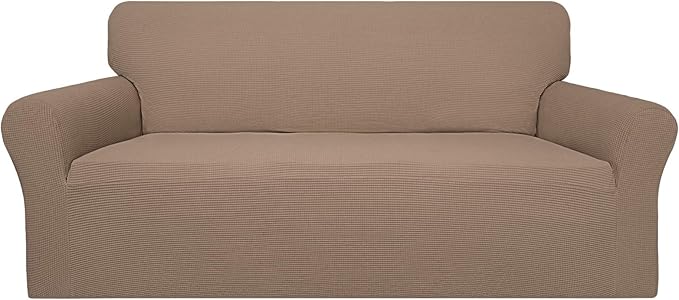 Easy-Going 100% Waterproof Couch Cover, Dual Waterproof Sofa Cover, Stretch Jacquard Sofa Slipcover, Leakproof Furniture Protector for Kids, Pets, Dog and Cat (Oversized Sofa, Camel)