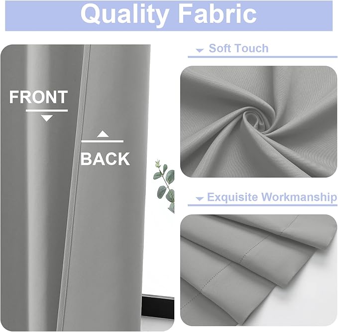 Simplebrand Ava Silver Grey Blackout Curtains for Bedroom 90 Inches Long 2 Panels Set, Solid Privacy Energy Saving Living Room Window Treatment Curtains Blackout Drapes, W50 x L90 Inch, Silver Grey