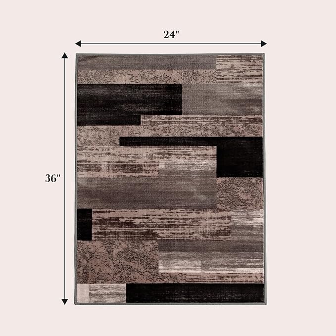 2x3 Washable Entryway Rug,Non-Slip Indoor Door Mat with Vintage Checkered Pattern, Stain & Water Resistant Faux Wool Low Pile for Front Door,Hall,Kitchen,Bathroom - Easy Clean(2x3,Chocolate)