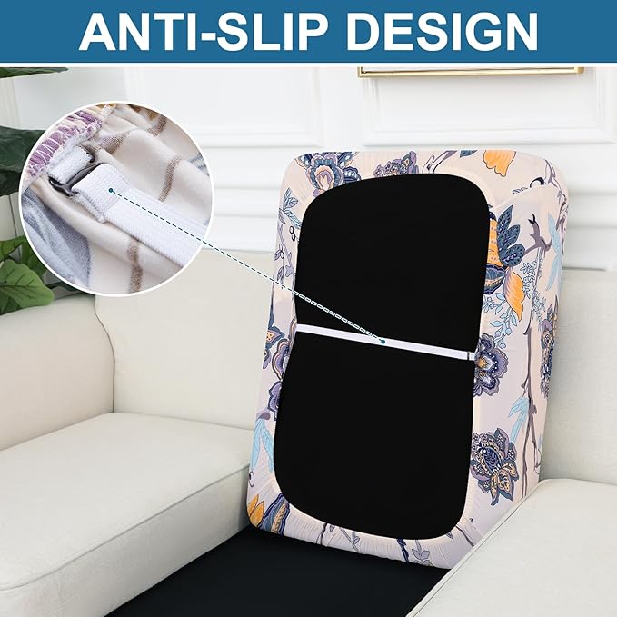 Smiry Printed Couch Cushion Covers, Stretch Soft Couch Covers for Sofa, Washable Non-Slip Sofa Slipcover Furniture Protector for Indoor and Outdoor (Medium, Beige)
