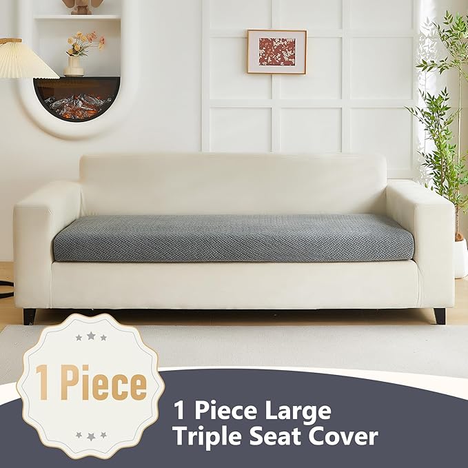 Couch Cushion Covers for Sofa Couch Covers Wear-Resistant Universal Sofa Cover Washable Stretch for Sectional Slipcovers (Texture-Gray,Large Triple Seat Cover)