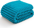 BEDELITE Twin Blanket for Couch & Bed, 300GSM Soft & Warm Fleece Blanket, Decorative and Giftable Striped Teal Blankets for Women, Men, 60"x80"