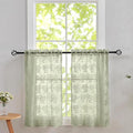 YJ YANJUN Vintage Lace Curtains 24 Inch Length- Boho Short Cafe Curtains for Small Window Light Filtering Scalloped Edges Sheer Drapes for Bathroom Basement Each 26x24 Inch 2 Panels