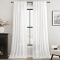 White Curtains 92 inches Long 2 Panels Back Tab Light Filtering Cotton Textured Curtain Modern Farmhouse Coastal Decor Off White Linen Drapes 92 inch Length for Patio Sliding Door Office Bedroom