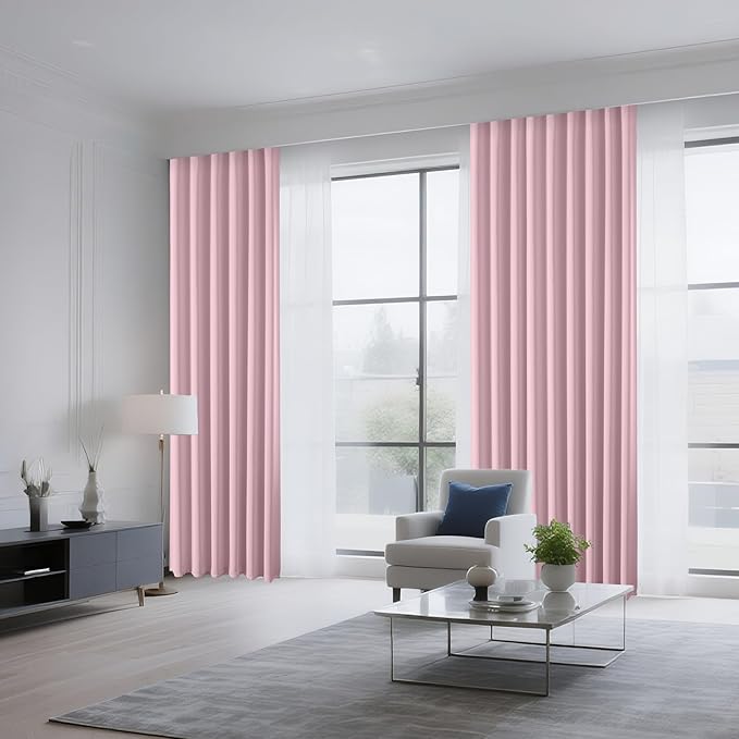 CUCRAF Light Pink Blackout Curtains Customize, Rod Pocket Room Darkening Curtain for Bedroom Living Room, Thermal Insulated Window Drapes 1 Panel (Custom Size, Color)
