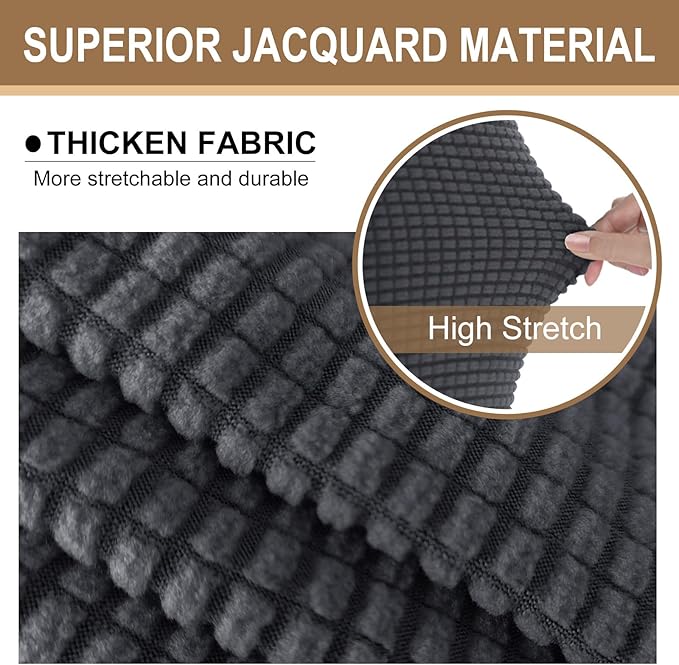U-NICE HOME Stretch Futon Cover Armless Bed Slipcover - Soft Jacquard Fabric Washable for Pet Friendly, Dark Grey