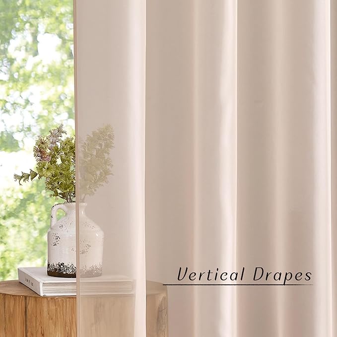 NICETOWN Taupe Sheer Curtains 90 inches Long, Grommet Airy & Elegant Light Filtering Soft Sheer Lightweight Window Treatment for Bedroom/Living Room, W54 x L90, 2 Panels