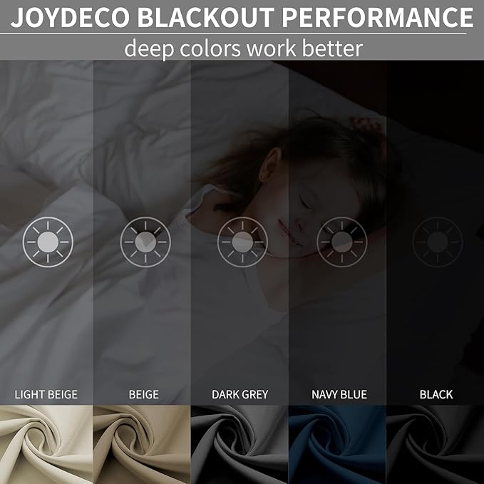 Joydeco Blackout Curtains 84 Inch Length 2 Panels Set, Thermal Insulated Long Curtains& Drapes 2 Burg, Room Darkening Grommet Drapes for Bedroom Living Room Window (Natural, W52 x L84 Inch)