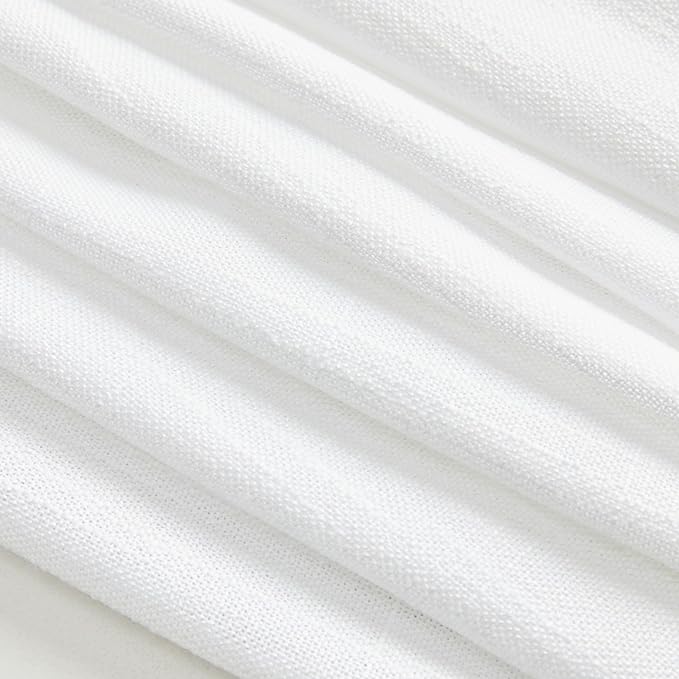 Curtain Panels in White, Cotton Polyester Blend, Light Filtering, Pair