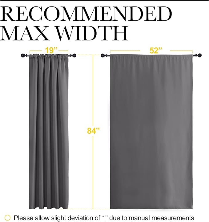 NICETOWN Blackout Curtain Panels for Window - Energy Efficient & Noise Reducing Thermal Insulated Rod Pocket Blackout Drapes/Draperies for Living Room (Grey, 2 Panels, W52 inches x L84 inches)