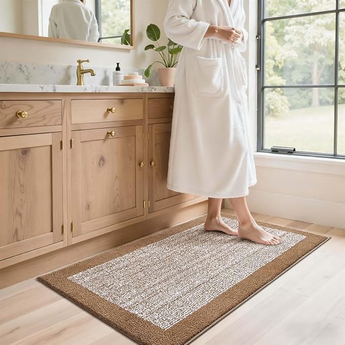 48x24 Long Bathroom Rugs Washable Non Slip, Coffee Bath Mat for Bathroom Floor Tub, Soft Absorbent Quick Dry Mats for Shower, Bathtub,Home Decor