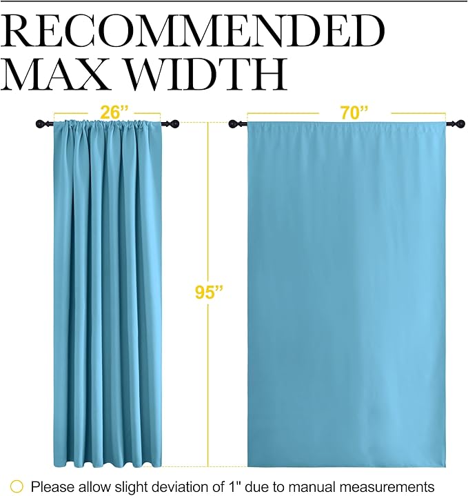 NICETOWN 2 Panels Blackout Curtains, Rod Pocket Thermal Insulated Drapess for Bedroom, Privacy Protection Easy-Care Heavy Duty Curtains for Living Room/Dining Room, W70 x L95 inches, Teal Blue
