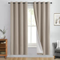 Yakamok 100% Blackout Curtain Panels 72 inches Cold and Light Blocking Drapes for Nursery, 2 Thick Layers Thermal Insulated Draperies (2 Pieces, 50 Wide Each Panel, Natural Front with White Backing)