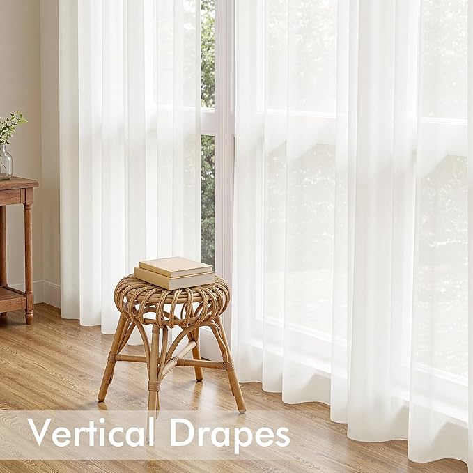MIULEE Ivory Sheer Curtains 84 Inches Long, 4 Panels Set, Light Filtering Rod Pocket Voile Drapes for Living Room and Bedroom, Airy Soft Fabric Window Treatments, 42 x 84 Inches