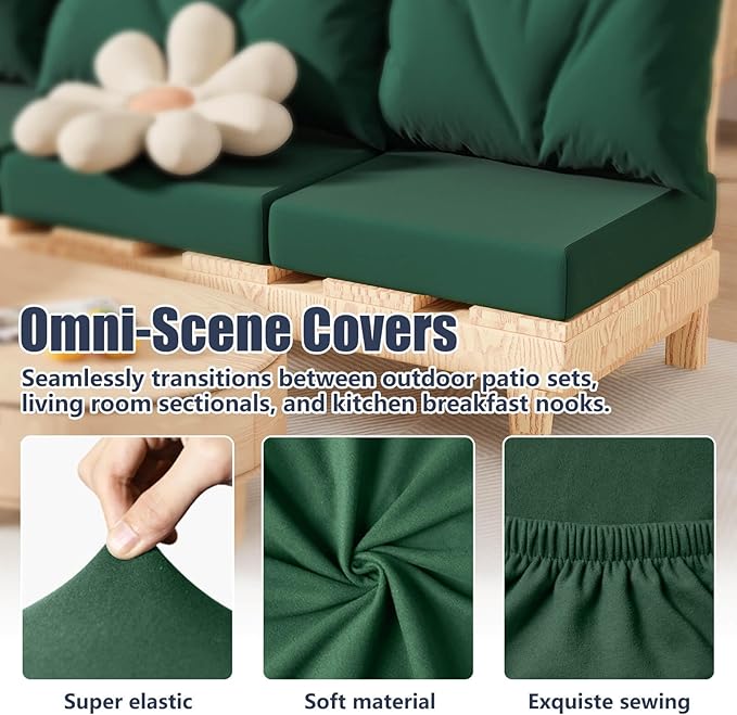 8Pcs Stretch Patio Cushion Covers, Outdoor Couch & Sofa Replacement Slipcovers for Patio Furniture Cushion Covers, Washable Reusable Furniture Protector