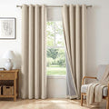100% Blackout Shield Linen Blackout Curtains for Bedroom, Natural Flax Grommet Curtains for Living Room, Thermal Insulated Room Darkening Drapes for Nursery, Boho Home Decor, 50" W x 96" L, 2 Panels