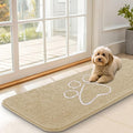 OLANLY Dog Door Mat for Muddy Paws 47x17, Paw Print Design, Absorbs Moisture and Dirt, Absorbent Non-Slip Washable Doormat, Quick Dry Chenille Mud Mat for Dogs, Entry Indoor Entryway Carpet, Beige