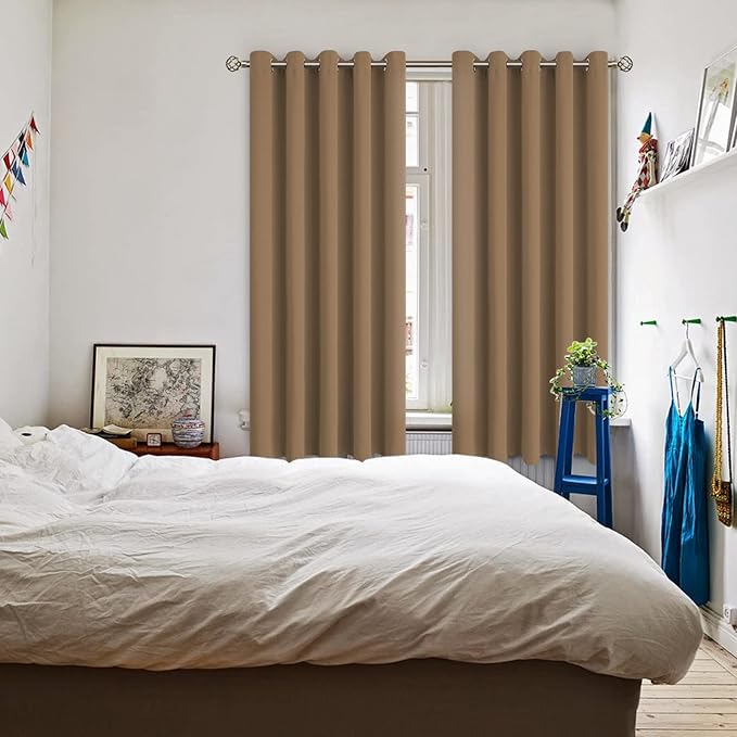 BGment Blackout Curtains for Bedroom - Grommet Thermal Insulated Room Darkening Curtains for Living Room, Set of 2 Panels (70 x 63 Inch, Taupe)