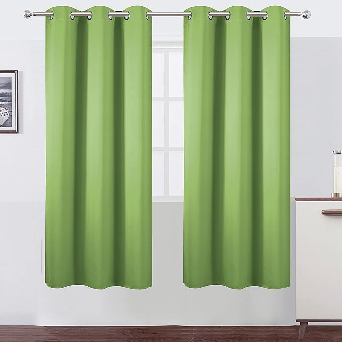 LEMOMO Light Green Thermal Blackout Curtains/42 x 72 Inch/Set of 2 Panels Room Darkening Curtains for Bedroom
