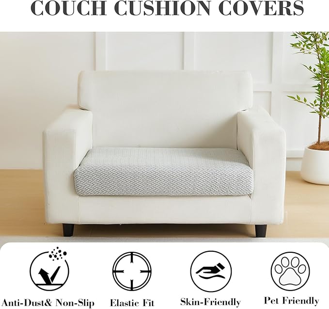 Sofa Covers Couch Covers for Sofa Pet Friendly Couch Cushion Covers Universal Sofa Covers Washable Stretch Slipcovers for Sectional Sofa (Texture Light Gray,Extra Large Single Seat Cover)