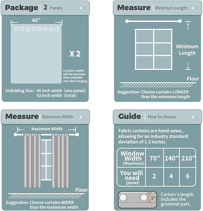 BGment Room Darkening Curtains for Bedroom - Grommet Thermal Insulated Window Treatments Light Blocking Curtains for Living Room, Set of 2 Panels, Each 46 x 54 Inch, Light Grey