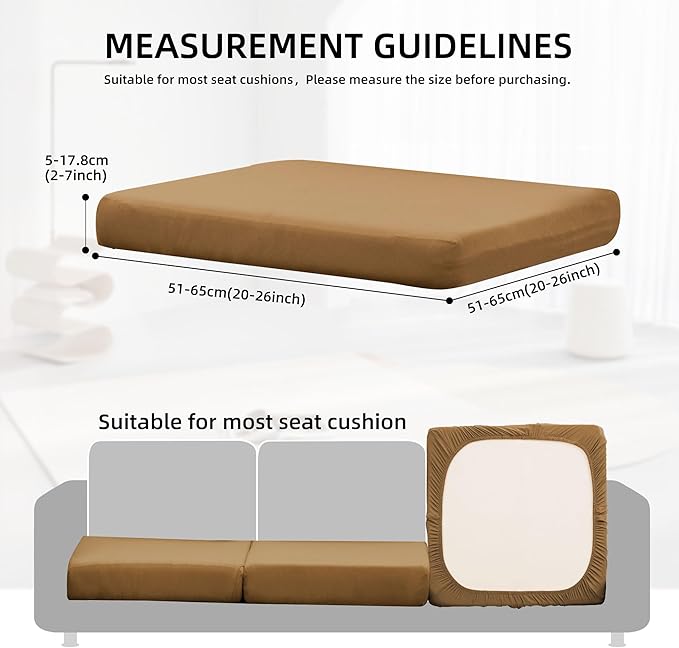 12Pcs Outdoor Cushion Covers, Patio Cushion Covers,Stretch Elastic Slipcovers, Replacement Washable & Reusable Furniture Protector for Patio Couch (Camel Color,Cover Only)