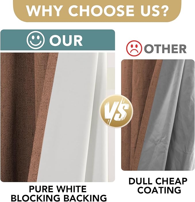 H.VERSAILTEX Linen Blackout Curtains Durable Thick Textured Linen Look 100% Blackout Patio Door Curtain Anti Rust Grommet Extra Wide Sliding Door Curtain Panel, W100 x L84 inch, Washed Spice