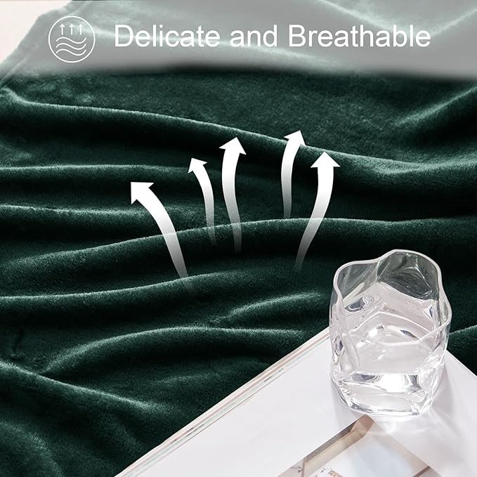 Exclusivo Mezcla Fleece Forest Green Throw Blanket for Couch, Sofa, Super Soft and Warm Blankets, All Season, Cozy, Plush, Lightweight, 50x60 Inches