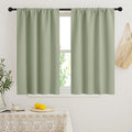 RYB HOME Short Blackout Curtains for Bedroom, Room Darkening Insulated Summer Heat Light UV Blocking Energy Saving Drapes for Nursery, Width 34 by Length 48, Sage Green, Set of 2