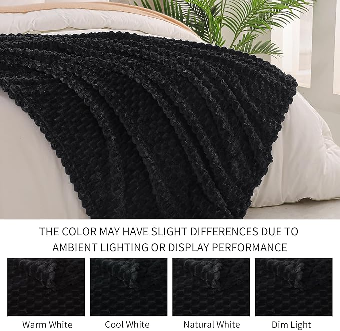 Exclusivo Mezcla Fleece King Blanket for Bed, Extra Large Fuzzy Black Bed Blankets, Soft Cozy Plush Sofa Throws for All Seasons, 90x104 Inches