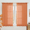 LAMIT Burnt Orange Linen Curtains 54 Inch Length 2 Panels, Light Filtering Panels Back Tab and Rod Pocket Country Decor Drapes for Bathroom/Window/Bedroom, 52 x 54 Inch