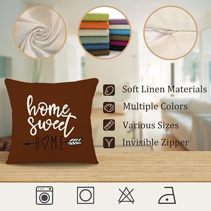 YCOLL Pillow Covers 16x16 Set of 4, Modern Sofa Throw Pillow Cover, Decorative Outdoor Linen Fabric Pillow Case for Couch Bed Car, Coffee