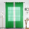 SpaceDresser Sheer Voile Window Treatment Rod Pocket Curtain Panels for Kitchen Bedroom Living Room Drapes Sunlight Filtering Privacy Semi Home Decor Assorted Colors Sizes (Green, 52 W x 45 L)