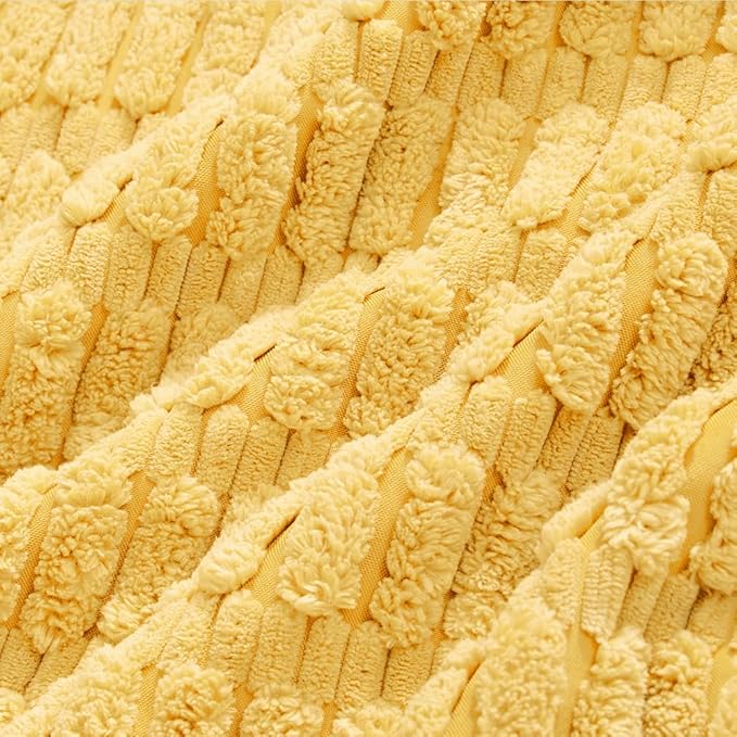 Fancy Homi 4 Packs Yellow Euro Decorative Throw Pillow Covers 26x26 Inch for Living Room Couch Bed Sofa, Rustic Farmhouse Boho Home Decor, Soft Striped Corduroy Square Cushion Case 66x66 cm