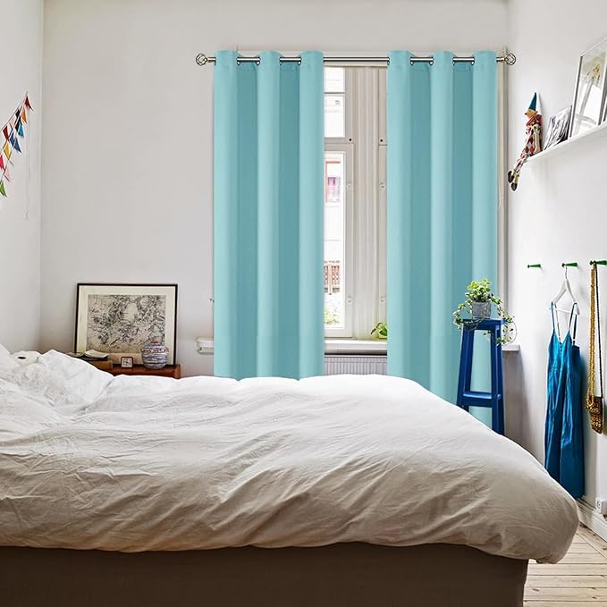 BGment Blackout Curtains - Grommet Thermal Insulated Room Darkening Bedroom and Living Room Curtains, Set of 2 Panels (42 x 84 Inch, Baby Blue)
