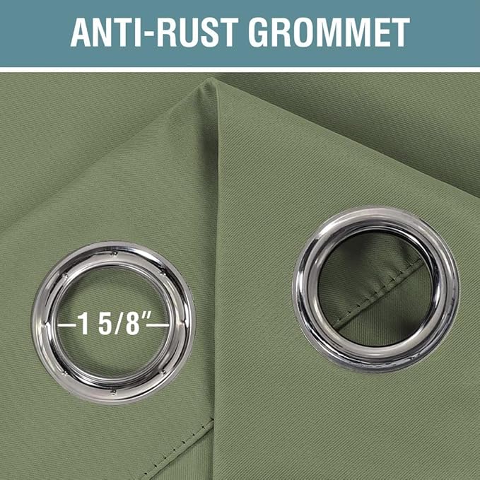 H.VERSAILTEX Blackout Curtain for Living Room Small Window Kitchen Blackout Curtains 45 inch Length Energy Saving Solid Grommet Blackout Drape, One Panel, Sage, 52" W x 45" L