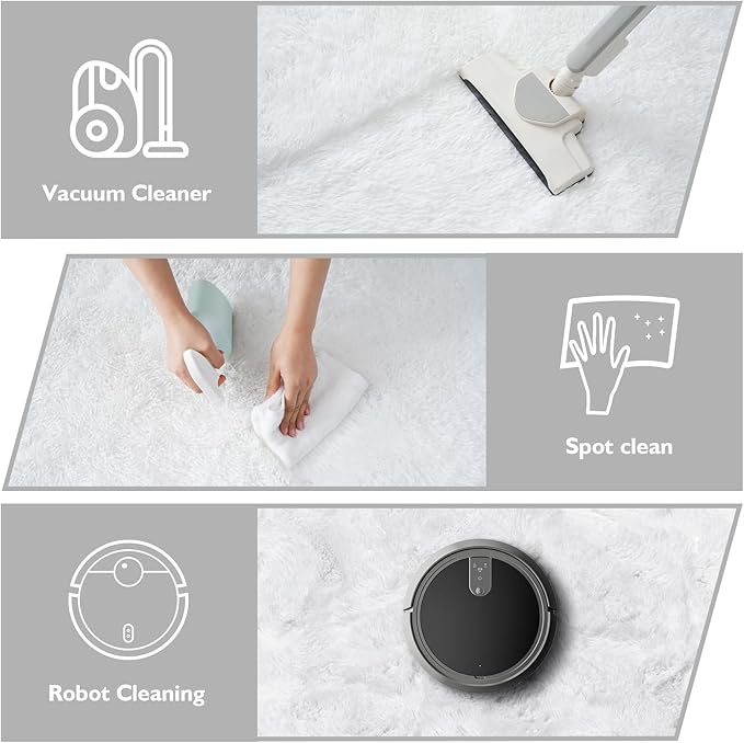 9x12 Fluffy Area Rugs for Living Room,Large White Fuzzy Shag Area Rug for Bedroom,Soft Non-Shedding Indoor Plush Carpet for Kids Bedroom Nursery Home Decor