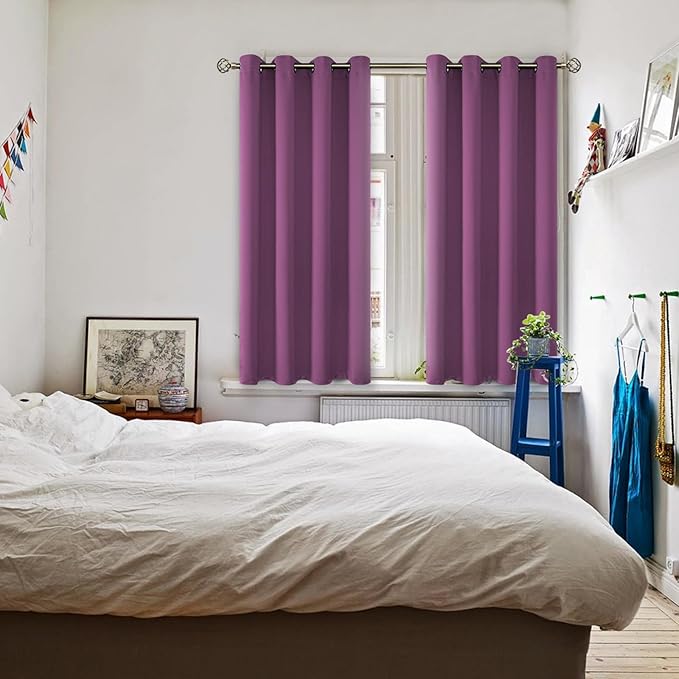 BGment Room Darkening Curtains 54 Inches Long - Grommet Thermal Insulated Drapes Window Treatment Curtains for Bedroom, 2 Panels, 52 x 54 Inch, Eggplant Purple