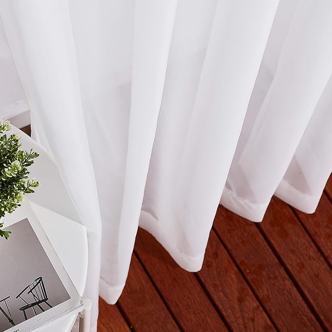 NICETOWN Sheer Curtains for Bedroom Windows 63 inch Length, Grommet Casual Voile Sheer with Light Filter Window Treatments for Living Room, Ivory, 140" Wide Total 2 Panels