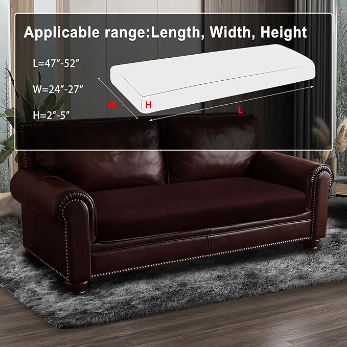 Leather Look Couch Cushion Covers Sofa Seat Slipcovers Sets Couches Furniture Protector for Sectional Armchair Loveseat Pets Kids Stretch Spandex Fabric (1 Cushion Loveseat, Burgundy)