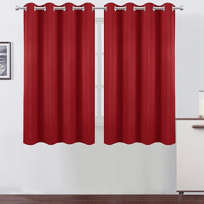 LEMOMO Bright Red Blackout Curtains 52 x 54 Inch Length/Set of 2 Curtain Panels/Thermal Insulated Room Darkening Blackout Curtains for Bedroom