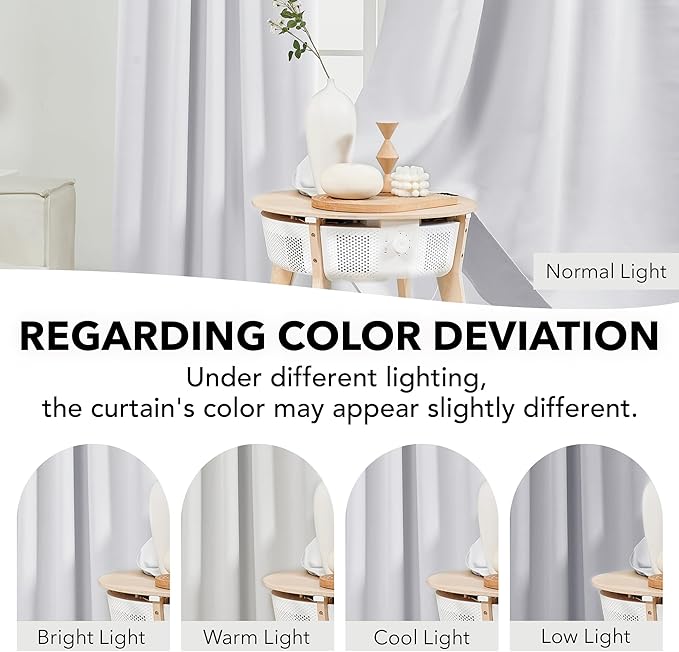 Deconovo Blackout Curtain Panels for Kids Bedroom Room Darkening Back Tab and Rod Pocket Curtains 42Wx72L Inch Greyish White 2 Panels